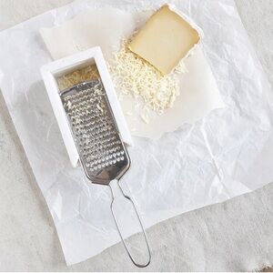 Creative Co-Op white marble and stainless steel grater 4 1/2"w/9" long